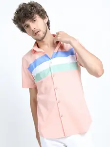 KETCH Men Pink Slim Fit Solid Cotton Casual Shirt