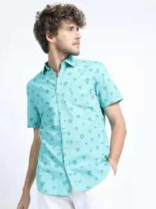 HIGHLANDER Men Blue Slim Fit Printed Casual Shirt