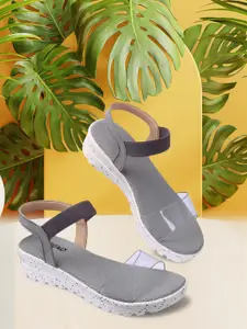 RINDAS Women Grey Comfort Sandals