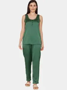 Zivame Women Green Solid Night suit