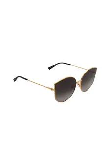 MOSCHINO Women Grey Lens & Gold-Toned Butterfly Sunglasses with UV Protected Lens