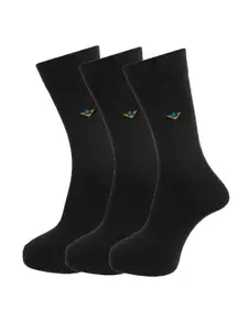 Dollar Socks Men Pack of 3 Black Solid Cotton Above Ankle Socks