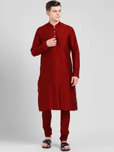 KISAH Men Red Solid Kurta