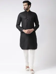 KISAH Men Black Solid Kurta with Pyjamas