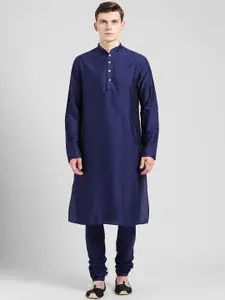 KISAH Men Navy Blue Kurta with Churidar