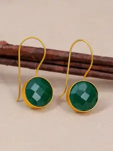 Crunchy Fashion Green & Gold Plated Circular Drop Earrings