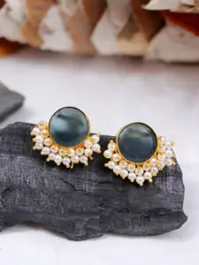 Crunchy Fashion Green Contemporary Studs Earrings