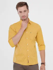 CAVALLO by Linen Club Men Yellow Printed Casual Shirt