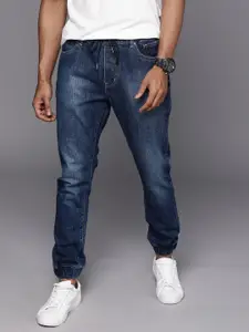 WROGN Men Blue Slim Fit Mid Rise Clean Look Jogger Jeans