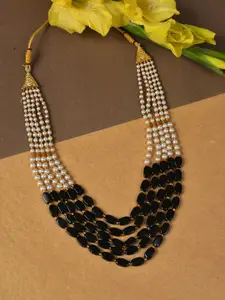 SOHI Women Black Beaded Layered Necklace