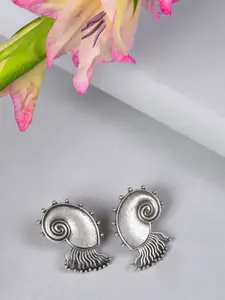 SOHI Silver-Plated Brass Contemporary Studs Earrings