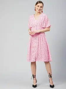 Marie Claire Women Pink Floral Crepe Dress