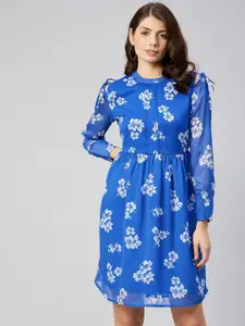 RARE Women Blue Floral Printed Dress