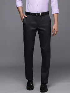 SUITLTD Men Navy Blue Solid Smart Slim Fit Trousers