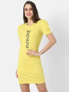 Campus Sutra Women Solid Yellow & Black Bodycon Dress