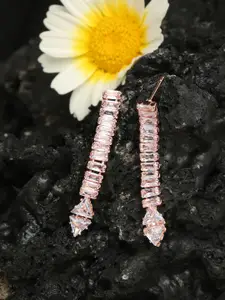YouBella Rose Gold-Plated Contemporary Drop Earrings