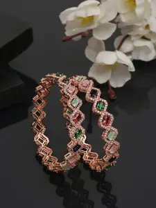 YouBella Set Of 2 Gold-Plated & Stone-Studded Bangles