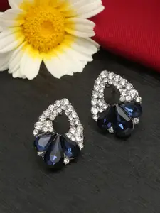 Celena Cole Blue Silver-Plated Contemporary Studs Earrings