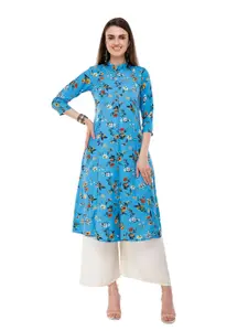EZIS FASHION Women Blue Floral Printed Floral Kurta
