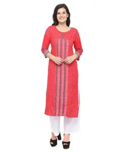 EZIS FASHION Red Ethnic Motifs Printed Kurta