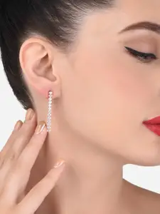 AMI Rose Gold CZ Stone-Studded Drop Earrings