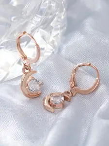 AMI Rose Gold Crescent Shaped Drop Earrings