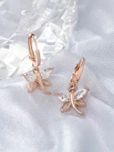 AMI Rose Gold Contemporary Drop Earrings