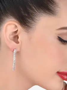 AMI Rose Gold-Plated Baguette Diamonds Contemporary Drop Earrings