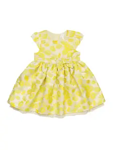 H By Hamleys Girls Yellow Floral Embroidered Fit & Flare Dress