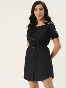 BRINNS Black Off-Shoulder A-Line Dress