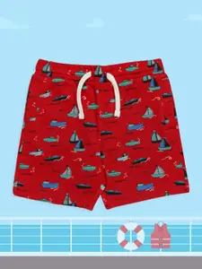 H By Hamleys Boys Red Printed Pure Cotton Regular Shorts