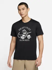 Nike Men Black Typography Printed T-shirt