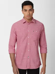 VAN HEUSEN DENIM LABS Men Pink Slim Fit Casual Shirt