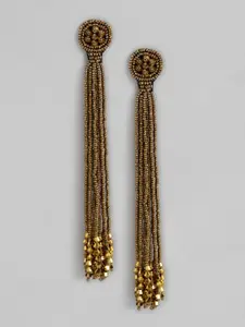 RICHEERA Gold-Toned Contemporary Drop Earrings