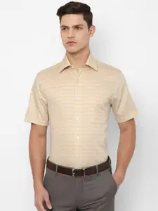 Louis Philippe Men Khaki Printed Cotton Formal Shirt