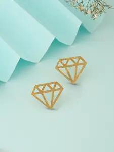 Mitali Jain Gold-Toned Diamond Shaped Studs Earrings
