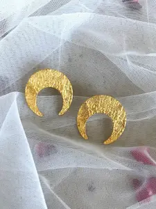 Mitali Jain Gold-Toned Crescent Shaped Studs Earrings