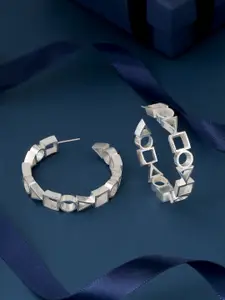 Mitali Jain Silver-Toned Circular Hoop Earrings