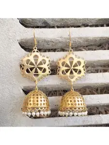 Mitali Jain Gold-Toned Floral Jhumkas Earrings