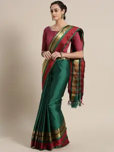 KALINI Green & Maroon Zari Art Silk Saree