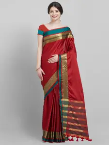 KALINI Red & Green Zari Art Silk Saree