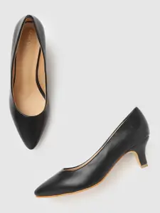 Marc Loire Women Black PU Kitten Pumps
