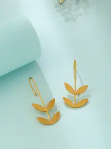 Mitali Jain Gold-Toned Leaf Shaped Drop Earrings