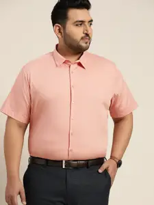 Sztori Men Plus Size Dusty Pink Pure Cotton Solid Casual Shirt