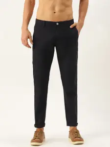 Flying Machine Men Black Slim Fit Mid-Rise Chinos Trousers