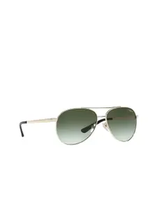 vogue Women Green Lens & Gold-Toned Aviator Sunglasses with UV Protected Lens