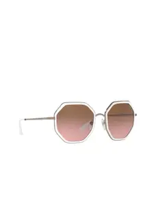 vogue Women Brown Lens & White Oversized Sunglasses with UV Protected Lens