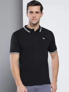 Dennis Lingo Men Black Polo Collar Slim Fit Cotton T-shirt