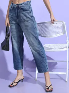 Tokyo Talkies Women Blue Wide Leg Clean look Heavy Fade Jeans