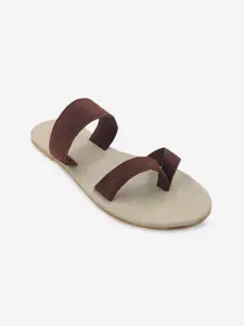 POSTCARD Women Off White Colourblocked Open Toe Flats